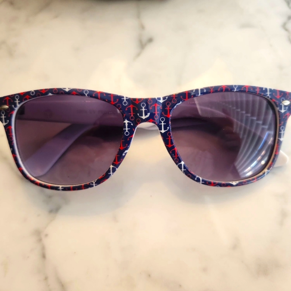 Women's Nautical Anchor Print Sunglasses